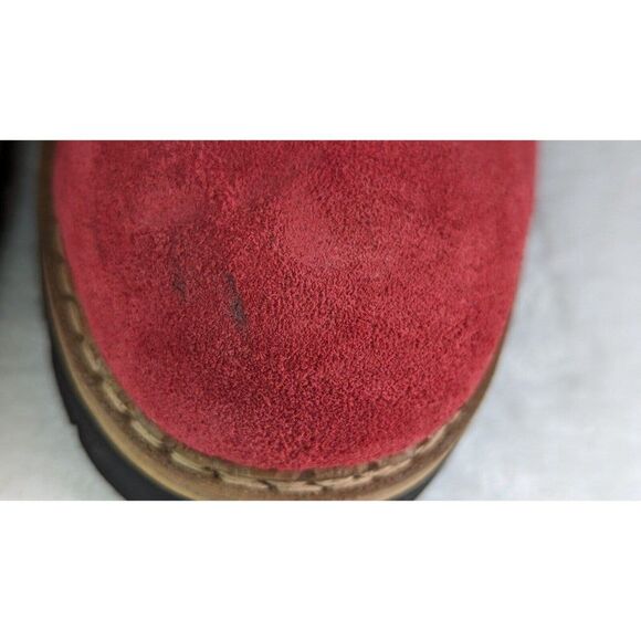 MARTINO of Canada Red ALPINE Leather Boot Womens Sz 9 Brass Metal Buckle Closure - Picture 10 of 12